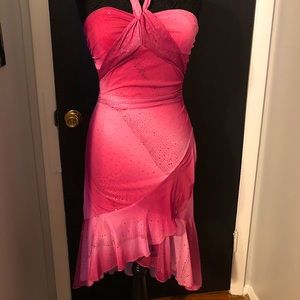Sleeveless high low pink dress